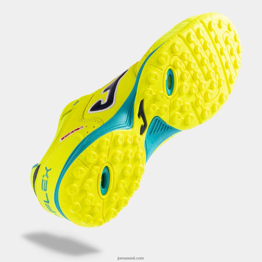 jalgpallisaapad top flex 23 turf DJNBH47 fluorestseeruv kollane meresinine Joma