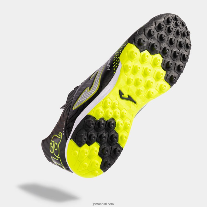 jalgpallisaapad xpander 23 turf DJNBH31 must fluorestseeruv kollane Joma
