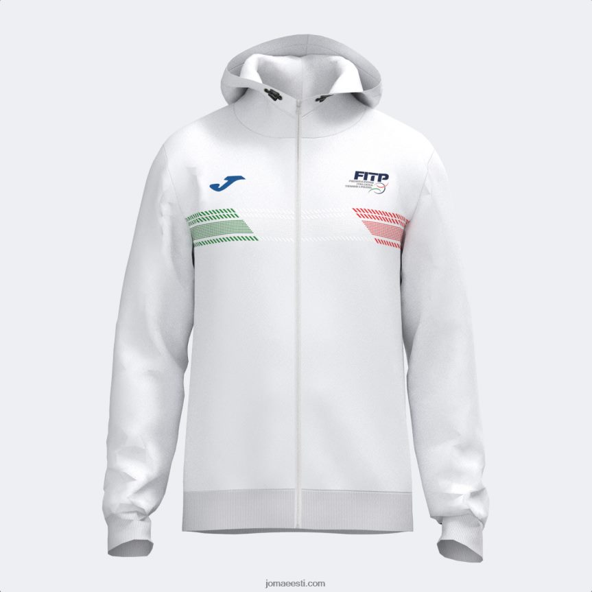 kapuutsiga jakk itaalia tennise- ja padeliliit DJNBH3016 valge Joma