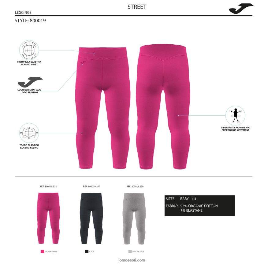 pikad sukkpüksid tüdrukute tänav DJNBH2814 fuksia Joma
