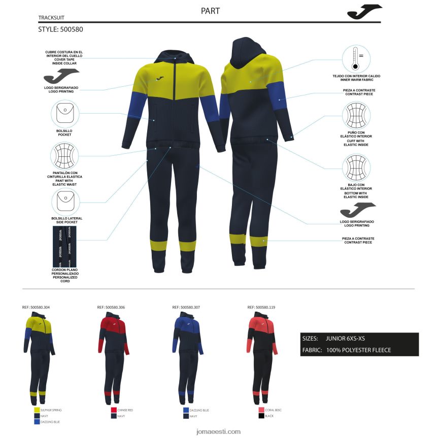 dressikas poisi osa DJNBH2708 must fluorestseeruv korall Joma