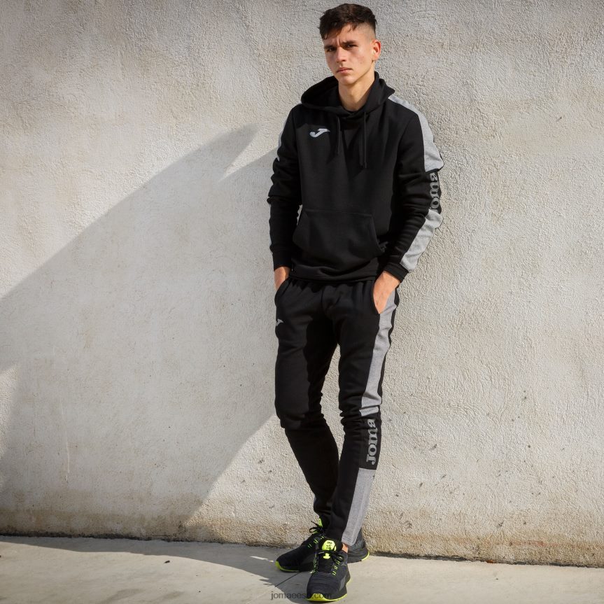 mehed kapuutsiga kampsun tänaval DJNBH3323 must melanž hall Joma