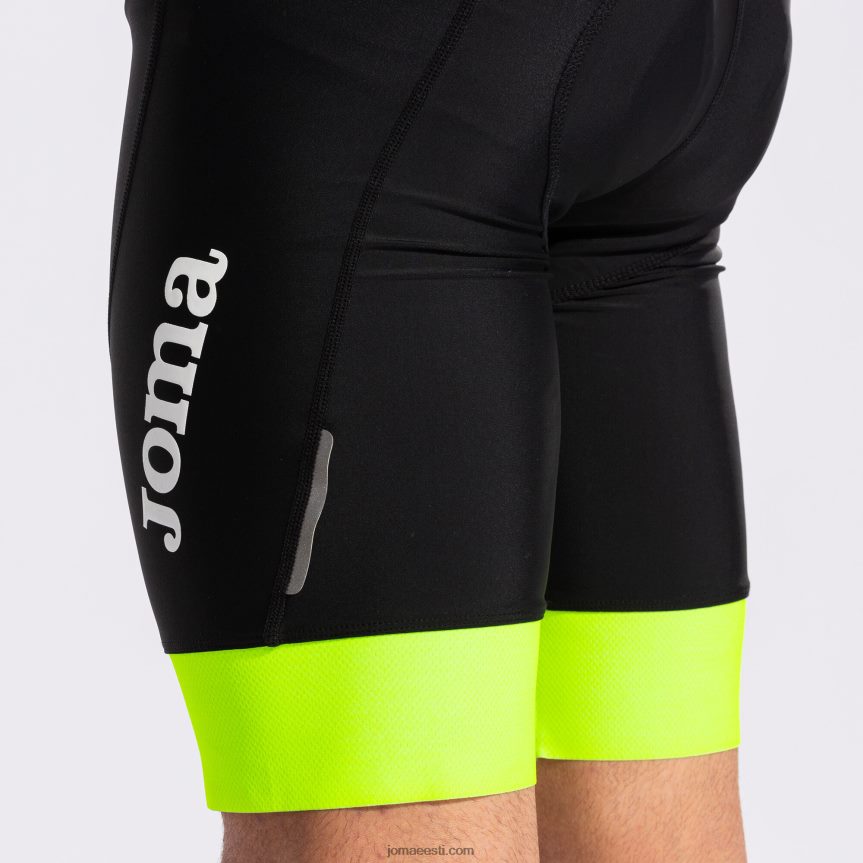 mehed jalgrattapüksid crono DJNBH790 must fluorestseeruv kollane Joma