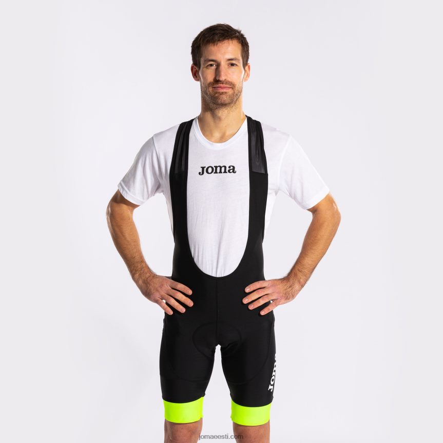 mehed jalgrattapüksid crono DJNBH790 must fluorestseeruv kollane Joma