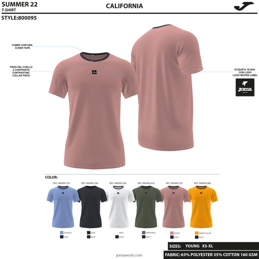 mehed särk lühikeste varrukatega california DJNBH50 must Joma