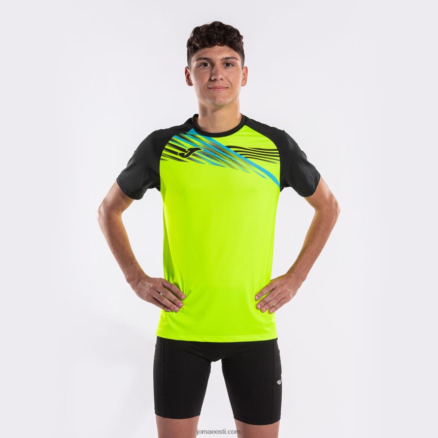 mehed särk lühikeste varrukatega eliit x DJNBH896 fluorestseeruv kollane must Joma