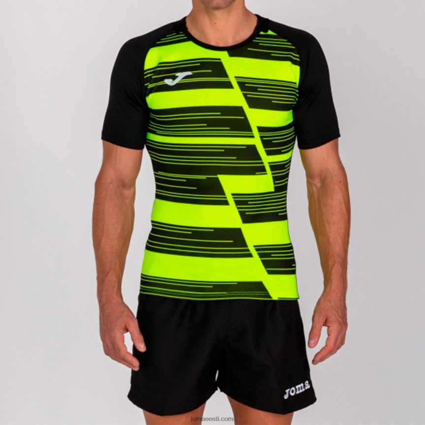 mehed särk lühikeste varrukatega haka DJNBH3465 must kollane Joma