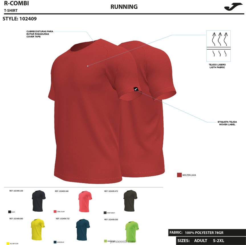 mehed särk lühikeste varrukatega r-kombi DJNBH3273 fluorestseeruv korall Joma