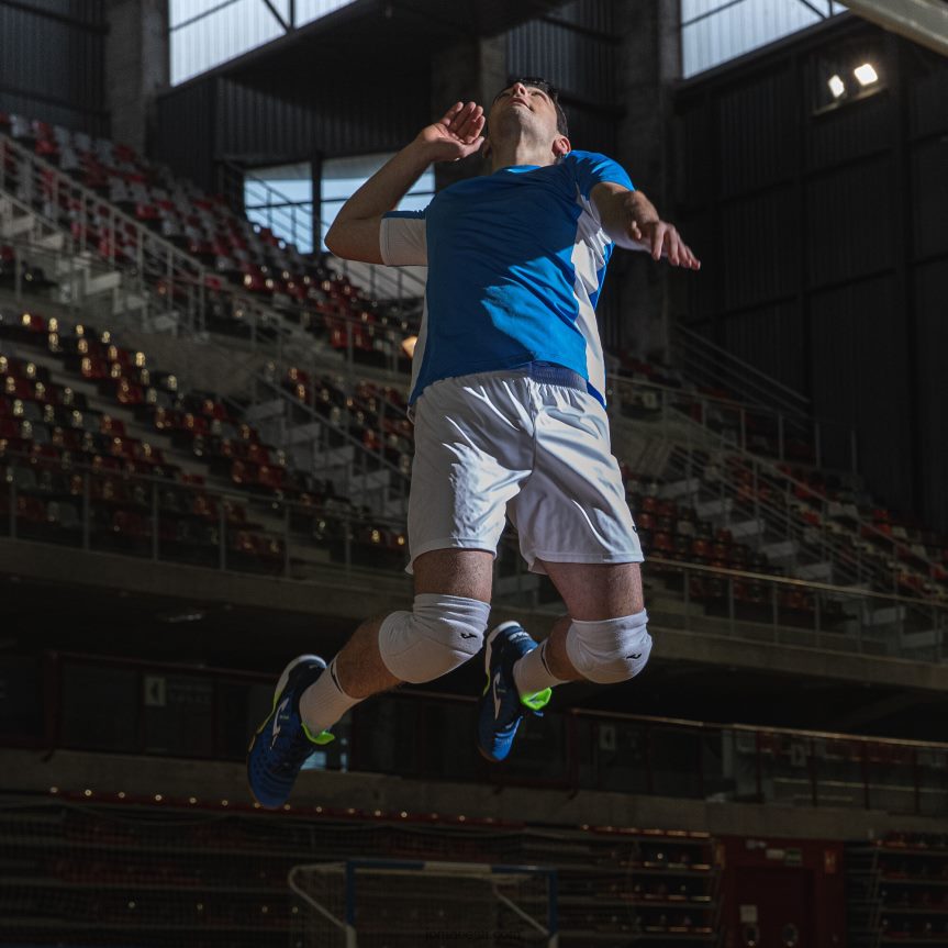 mehed särk lühikeste varrukatega superliga DJNBH149 kuninglik sinine valge Joma