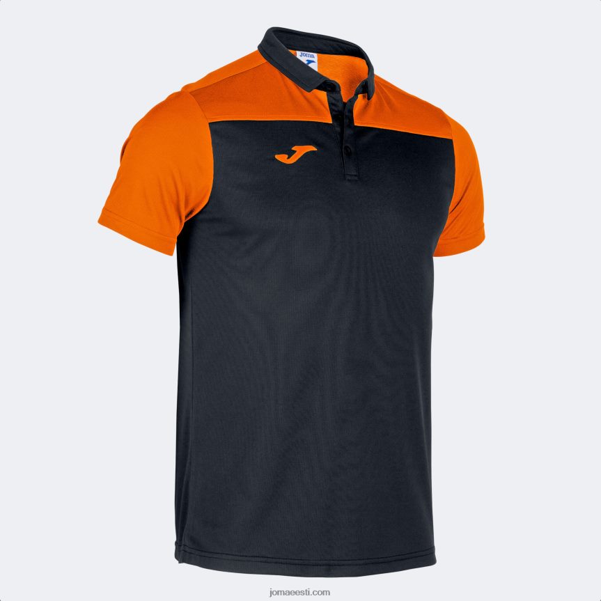 mehed polosärk lühikeste varrukatega hobi ii DJNBH1286 must oranž Joma