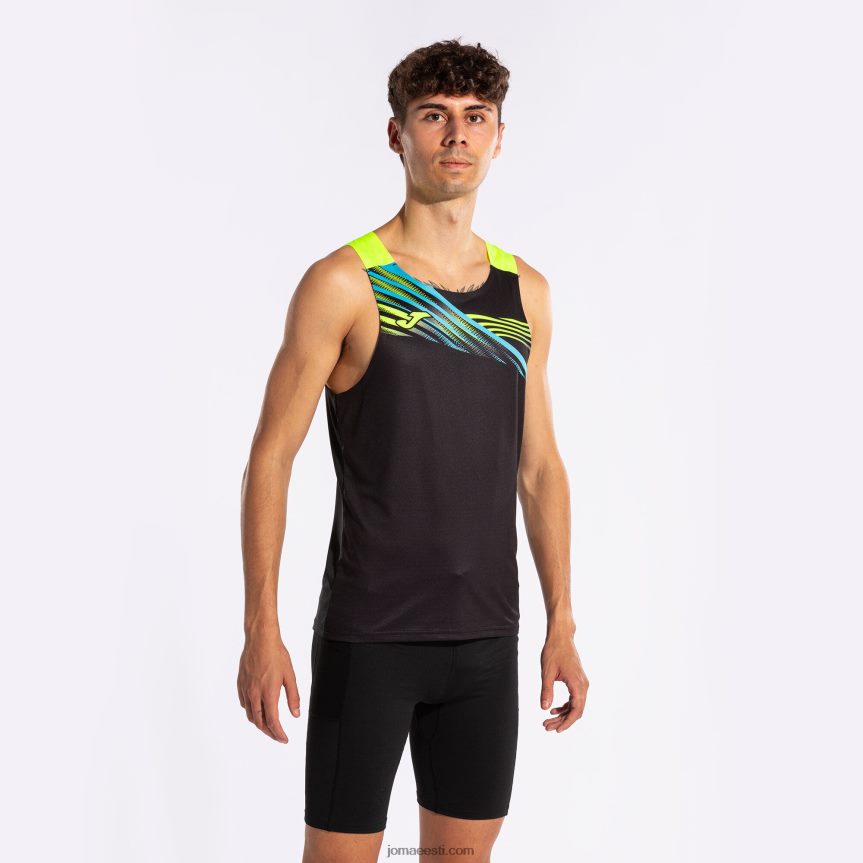 mehed varrukateta t-särk eliit x DJNBH392 must fluorestseeruv kollane Joma