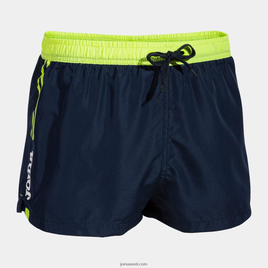 mehed klassikalised ujumispüksid DJNBH574 tumesinine fluorestseeruv kollane Joma