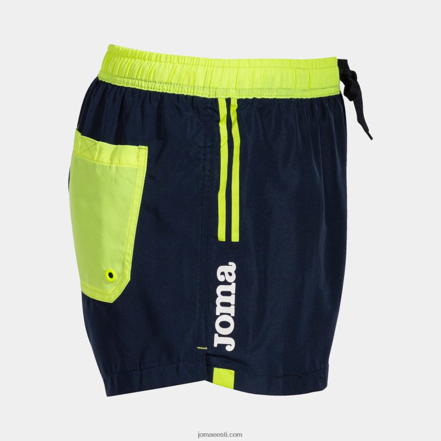 mehed klassikalised ujumispüksid DJNBH574 tumesinine fluorestseeruv kollane Joma