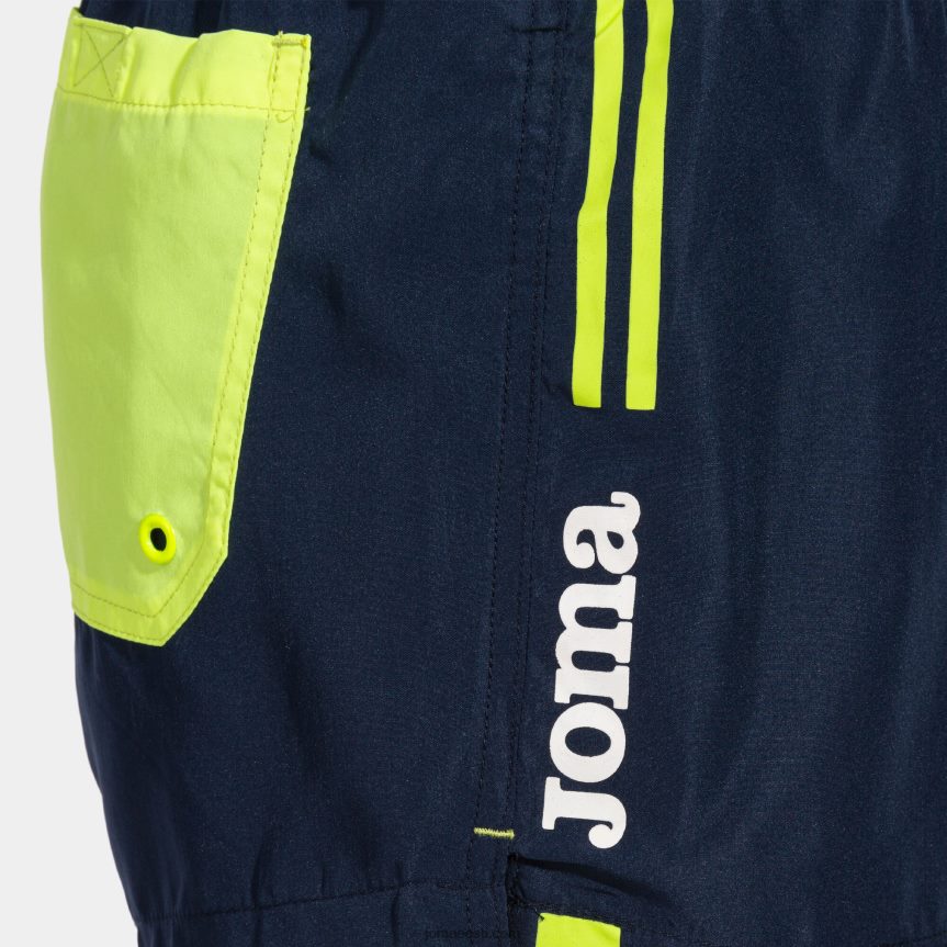 mehed klassikalised ujumispüksid DJNBH574 tumesinine fluorestseeruv kollane Joma