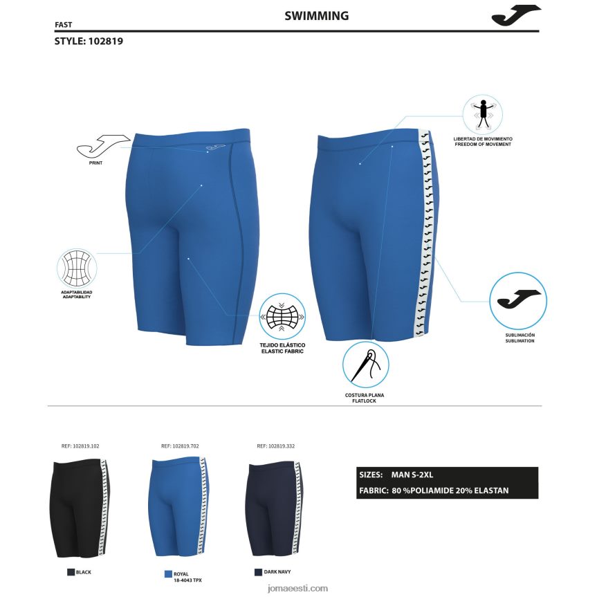 mehed ujumispüksid pritsmed DJNBH3485 mereväe sinine Joma
