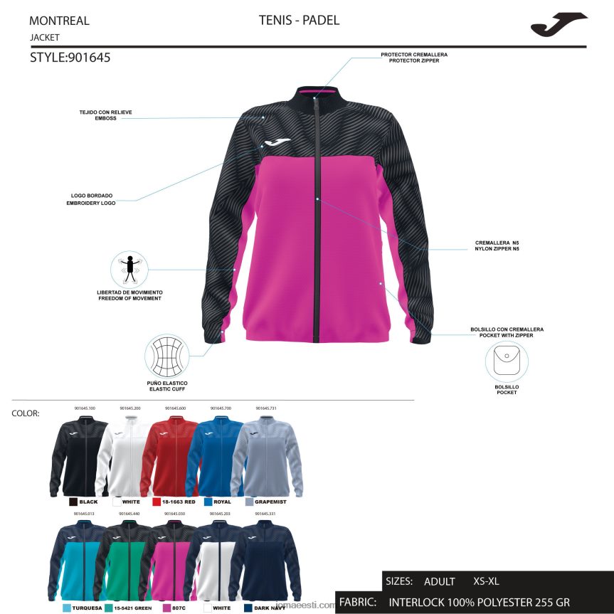 naised jakk montreal DJNBH2620 fluorestseeruv türkiissinine tumesinine Joma