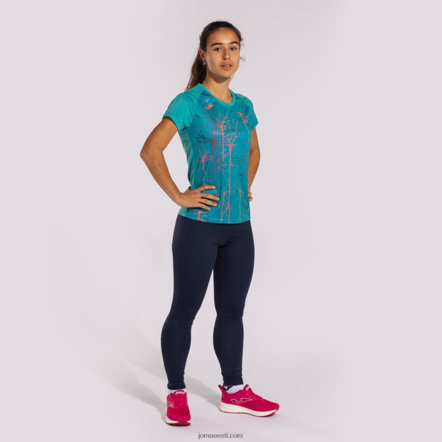 naised särk lühikeste varrukatega eliit ix DJNBH2303 türkiissinine Joma