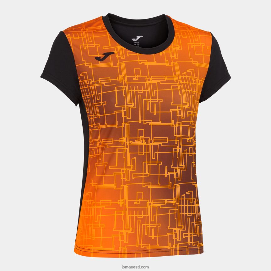 naised särk lühikeste varrukatega eliit viii DJNBH1893 must oranž Joma