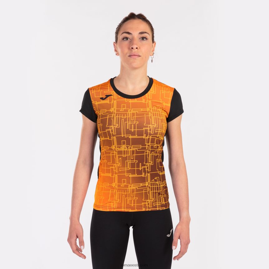 naised särk lühikeste varrukatega eliit viii DJNBH1893 must oranž Joma