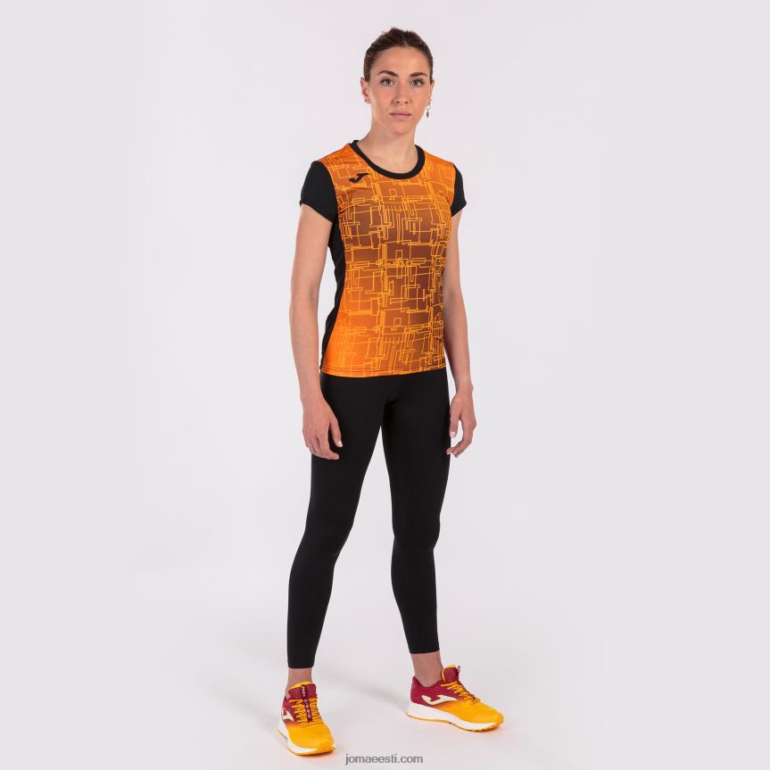naised särk lühikeste varrukatega eliit viii DJNBH1893 must oranž Joma