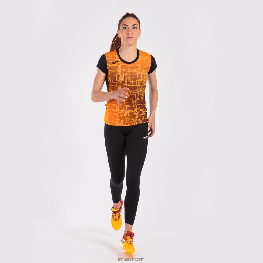 naised särk lühikeste varrukatega eliit viii DJNBH1893 must oranž Joma
