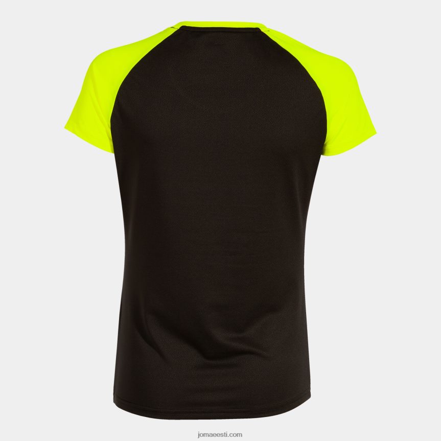 naised särk lühikeste varrukatega eliit x DJNBH1593 must fluorestseeruv kollane Joma
