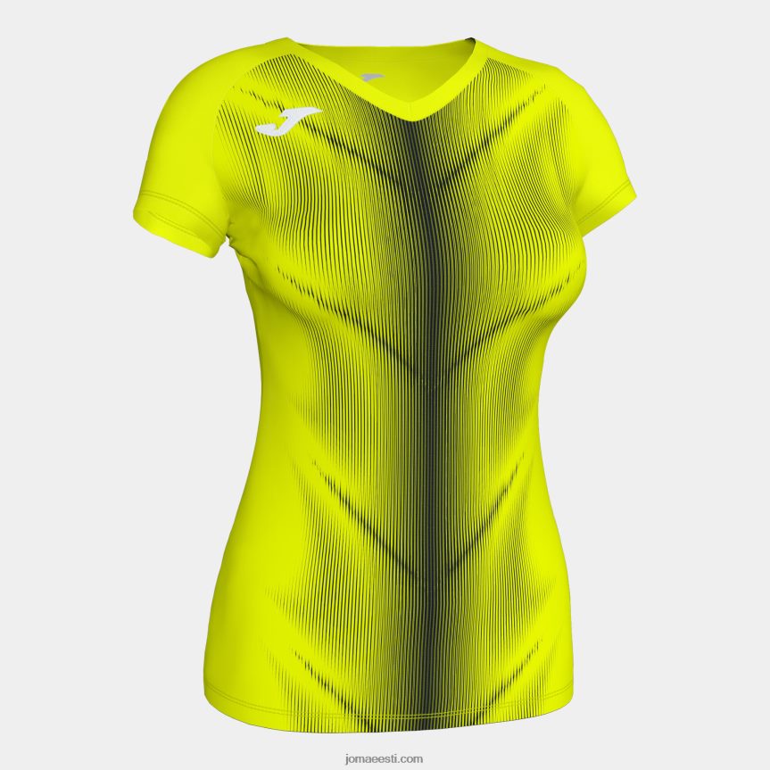 naised särk lühikeste varrukatega olimpia DJNBH3879 fluorestseeruv kollane must Joma