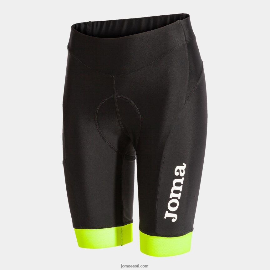 naised jalgrattapüksid crono DJNBH3753 must fluorestseeruv kollane Joma