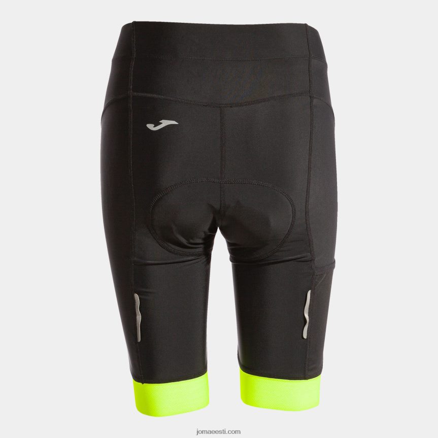 naised jalgrattapüksid crono DJNBH3753 must fluorestseeruv kollane Joma