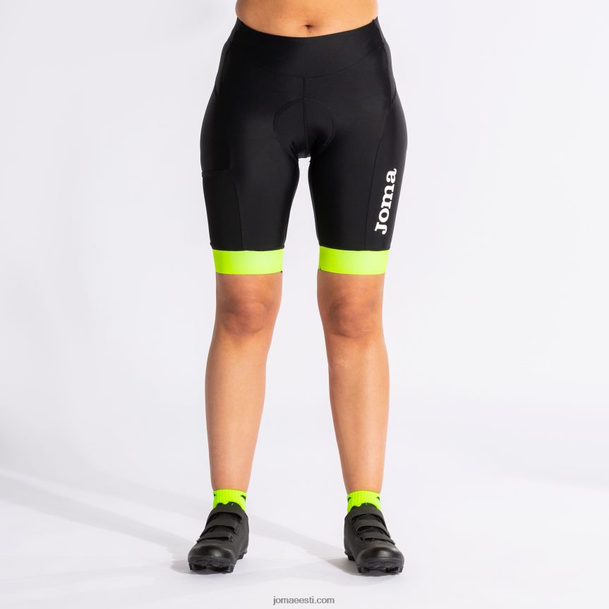 naised jalgrattapüksid crono DJNBH3753 must fluorestseeruv kollane Joma