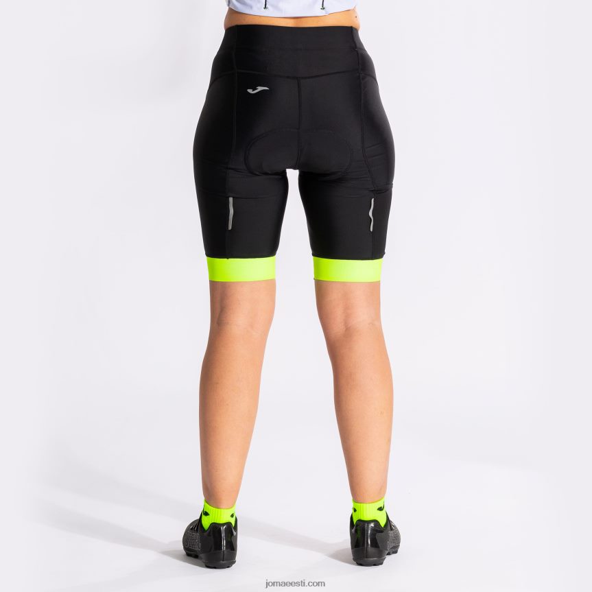naised jalgrattapüksid crono DJNBH3753 must fluorestseeruv kollane Joma