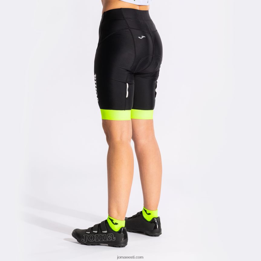 naised jalgrattapüksid crono DJNBH3753 must fluorestseeruv kollane Joma