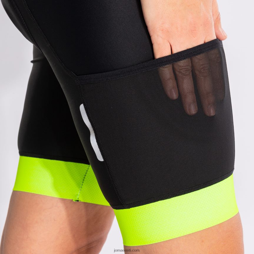 naised jalgrattapüksid crono DJNBH3753 must fluorestseeruv kollane Joma