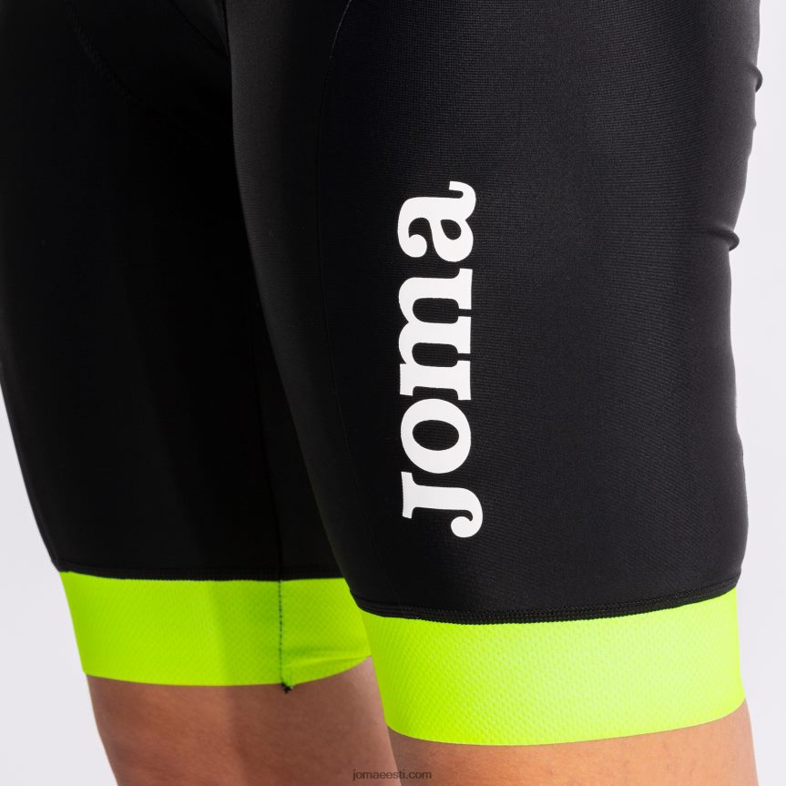 naised jalgrattapüksid crono DJNBH3753 must fluorestseeruv kollane Joma