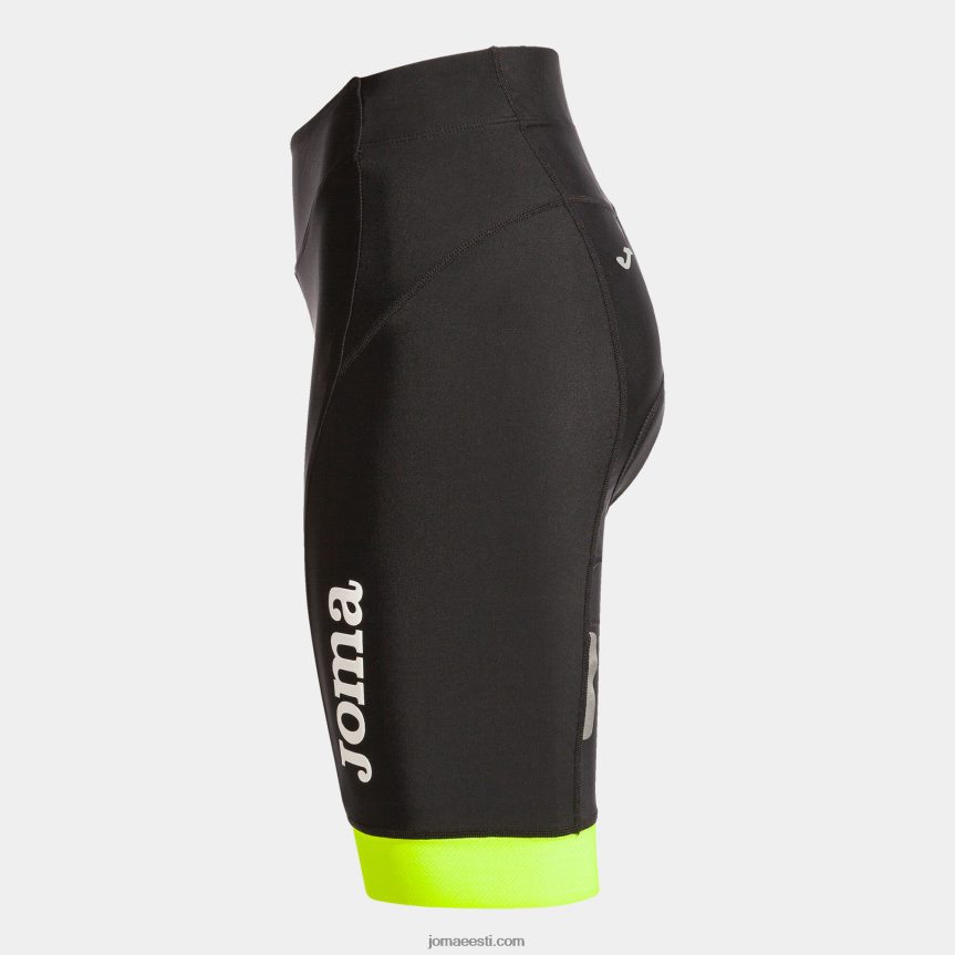 naised jalgrattapüksid crono DJNBH3753 must fluorestseeruv kollane Joma