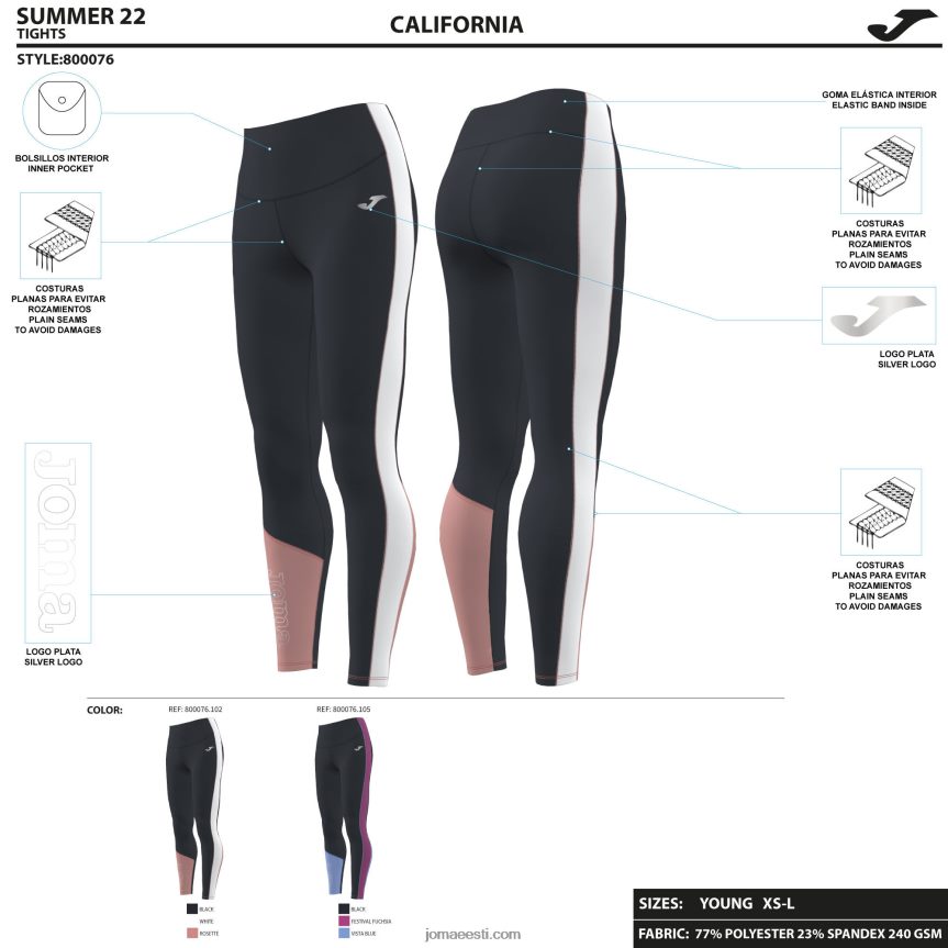 naised pikad sukkpüksid california DJNBH1971 must fuksia sinine Joma