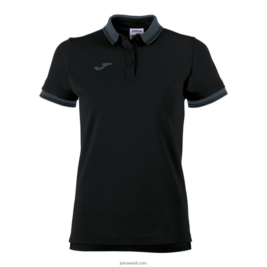 naised polosärk lühikeste varrukatega bali ii DJNBH2628 must Joma