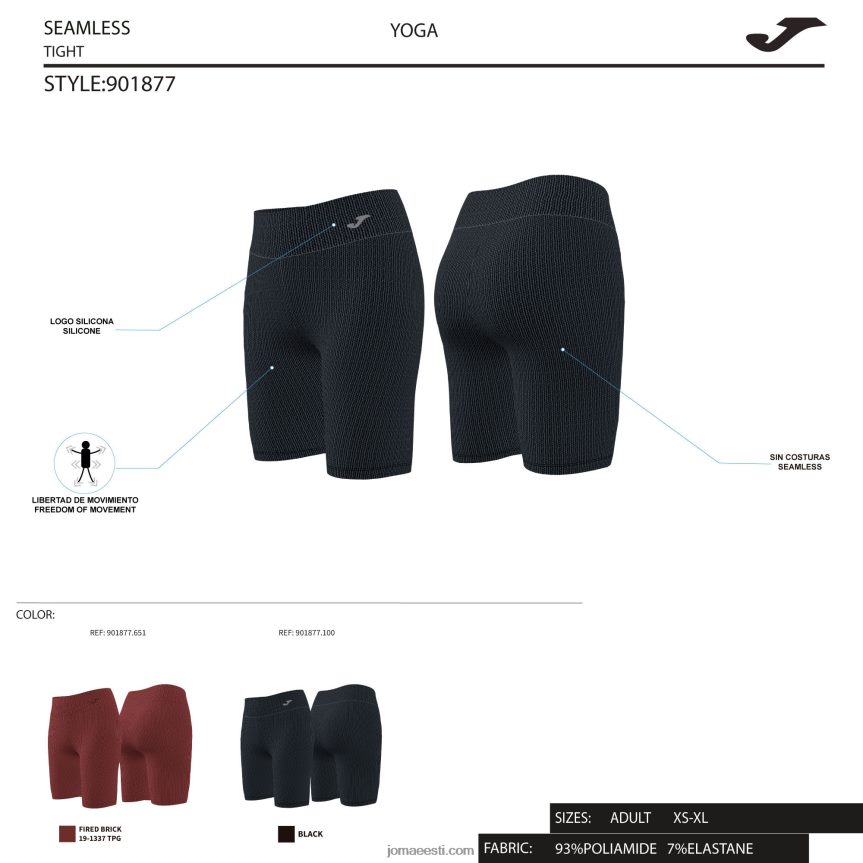 naised lühikeste sukkpükste südamik DJNBH3652 Burgundia Joma