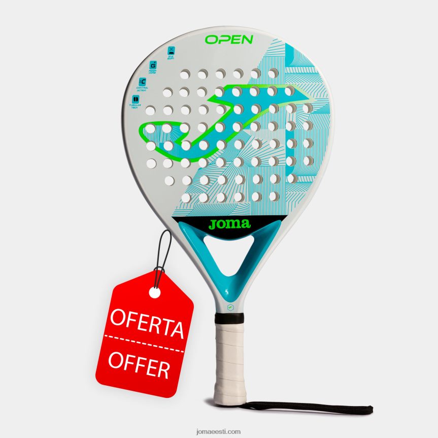 padel reket avatud DJNBH2385 valge fluorestseeruv türkiissinine Joma